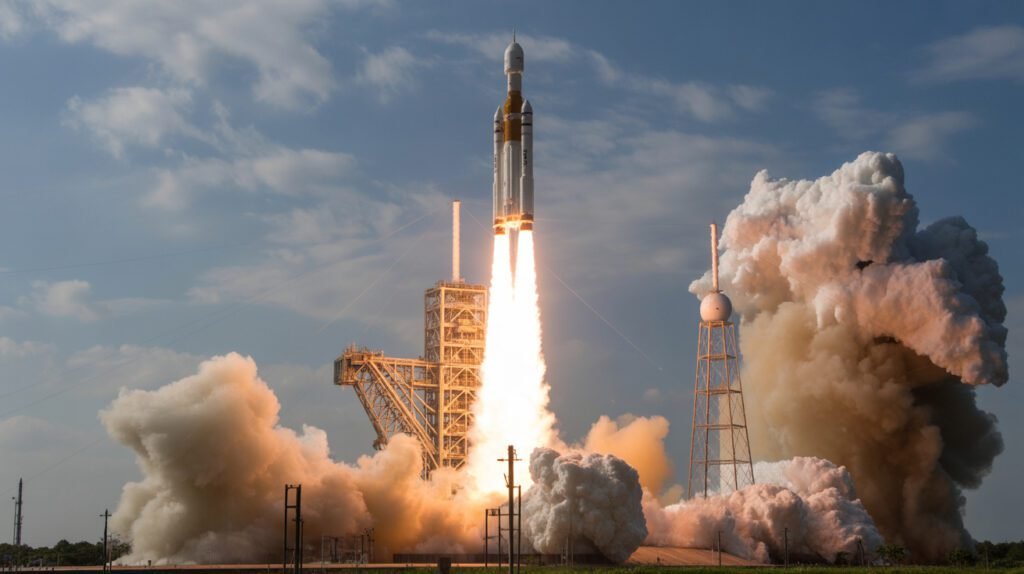 CMS-03 satellite in geostationary orbit providing communication coverage over India.