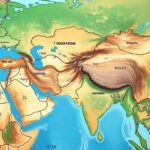 Map showing the Indian Tectonic Plate Split beneath the Himalayas and Tibetan Plateau.