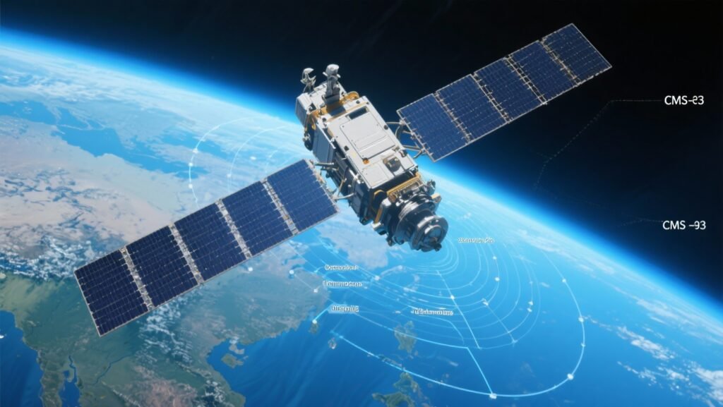 ISRO’s LVM3 rocket launching CMS-03 satellite successfully from Sriharikota.